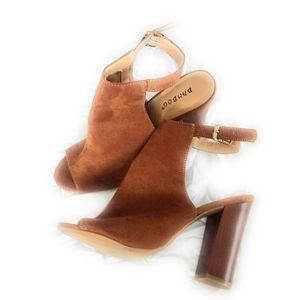 Bamboo Peep Toe Chunky Heeled Booties